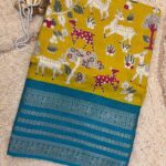 Kalamkari Printed Semi Dola Silk Saree - SY003