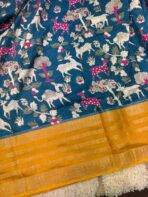 Kalamkari Printed Semi Dola Silk Saree - SY004 - Image 2
