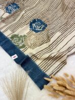 Whispers of earth (Jute Tussar saree) - Cerulean - Image 3
