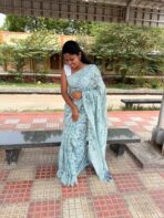 Charukesi (saree) - Aqua blue
