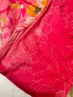 Florals on georgette (Saree) - Hot peach - Image 3