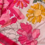 Florals on georgette (Saree) - Hot peach