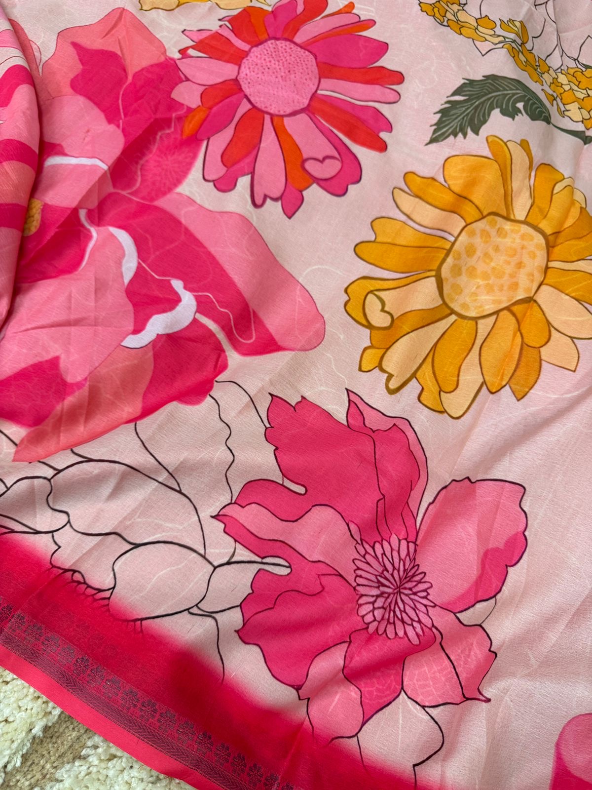 3227da7f-08e9-424c-a81a-00d072806078-1.jpeg Florals on georgette (Saree) - Hot peach - Image 1