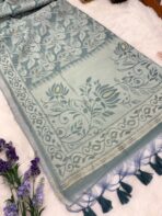 Charukesi (saree) - Aqua blue - Image 3