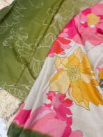 Florals on georgette (Saree) - Moss green