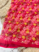 Florals on georgette (Saree) - Hot peach - Image 4