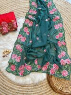 Rosalina Jade Glass Organza Saree