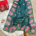 Rosalina Jade Glass Organza Saree