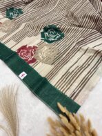 Whispers of earth (Jute Tussar saree) - Hunter green - Image 3