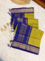 Kayal with checks in Mehandi green and Royal blue