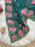 Rosalina Jade Glass Organza Saree - Image 2