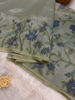 Muga silk cotton (saree) - Ice blue - Image 2