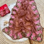 Terracotta Bloom Glass Organza Saree