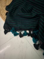 Midnight teal handloom Mul cotton saree - Image 2