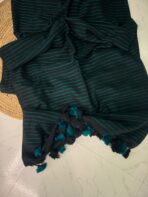 Midnight teal handloom Mul cotton saree