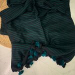 Midnight teal handloom Mul cotton saree