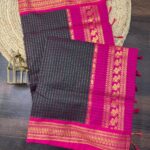 Kayal with checks in Slate grey & Pink
