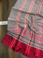 Maroon and black organic Bengal cotton saree - Image 2