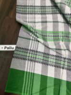 Grey green organic Bengal cotton saree - Image 4