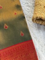 The Radiant Tapestry in Bottle green & Red with Meena motifs - Image 2