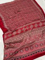 Ajrakh Modal silk - Crimson red - Image 2