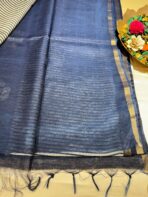 Tussar cotton silk - Indigo - Image 4