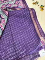 Ikkat printed Tussar cotton silk - Purple - Image 4