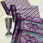 Ikkat printed Tussar cotton silk - Purple
