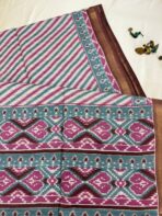 Ikkat printed Tussar cotton silk - Coffee brown - Image 2