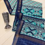 Ikkat printed Tussar cotton silk - Blue