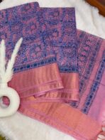 Block printed Tussar (saree) - Shade of pink