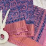 Block printed Tussar (saree) - Shade of pink