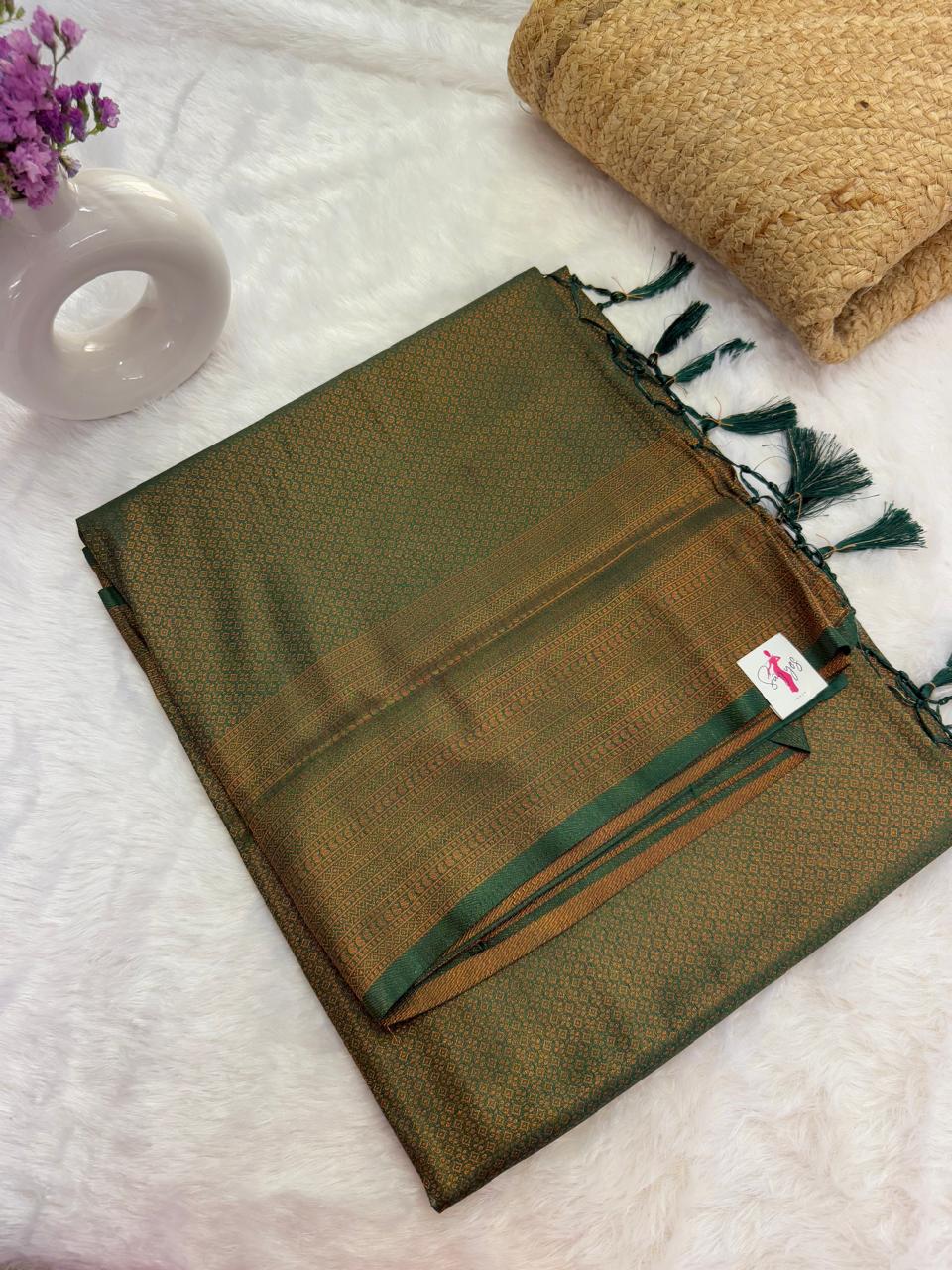 IMG-20250220-WA0039-1.jpg Banarasi soft silk in Bottle green - Image 1