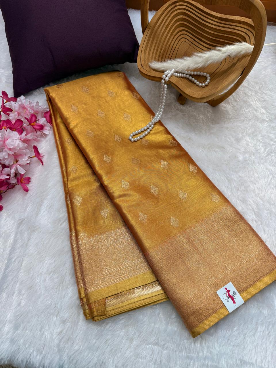 IMG-20250225-WA0014-1.jpg Kancheevaram Soft tissue silk - Sunset Orange - Image 1