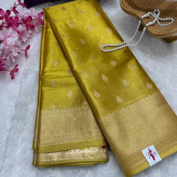 Kancheevaram Soft tissue silk - Canary yellow
