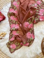 Terracotta Bloom Glass Organza Saree - Image 2