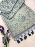 Charukesi (saree) - Aqua blue - Image 2