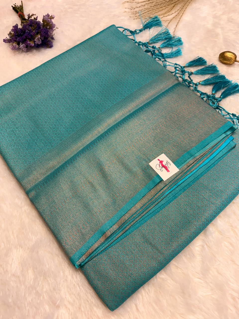 c53eaa87-0ad4-4a5b-9ab2-b2f0f6749319 Banarasi soft silk in Turquoise - Image 1