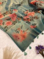 Whispers of spring (saree) - Forest green