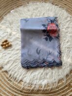 Organza Saree with floral print and scalloped resham border - SY100 - Image 2