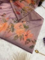 Whispers of spring (saree) - Lilac - Image 3