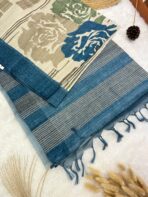 Whispers of earth (Jute Tussar saree) - Cerulean - Image 2