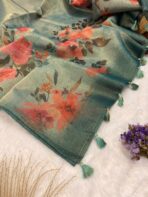 Whispers of spring (saree) - Forest green - Image 3