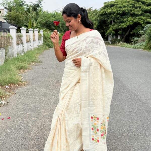 Marutham – Ivory Handwoven Charm Saree