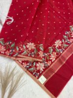 Phoolkanwal (saree) - Blush in blooms - Hot red - Image 3