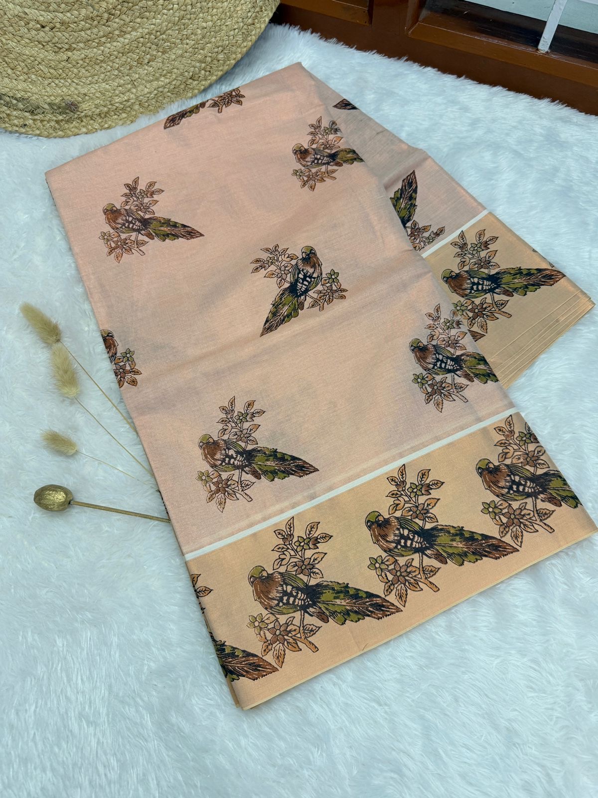 3638c4a5-1009-4f20-bb5f-8e54bb6dff2a Kerala style tissue silk saree - 001 - Image 1