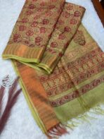 Block printed Tussar silk