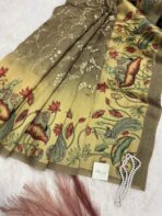 Varnika Vana (saree) - The painted forest - Olive brown