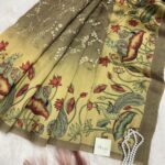 Varnika Vana (saree) - The painted forest - Olive brown