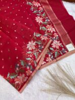 Phoolkanwal (saree) - Blush in blooms - Hot red - Image 2